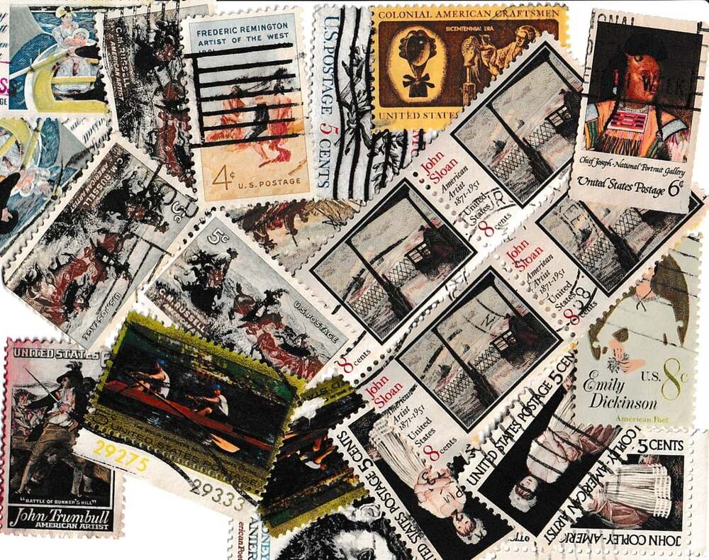 Vintage US Postage Stamp lot American Artist and Bicentennial